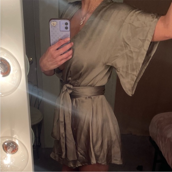 Lioness Satin Mini Dress in Tan - Picture 5 of 5